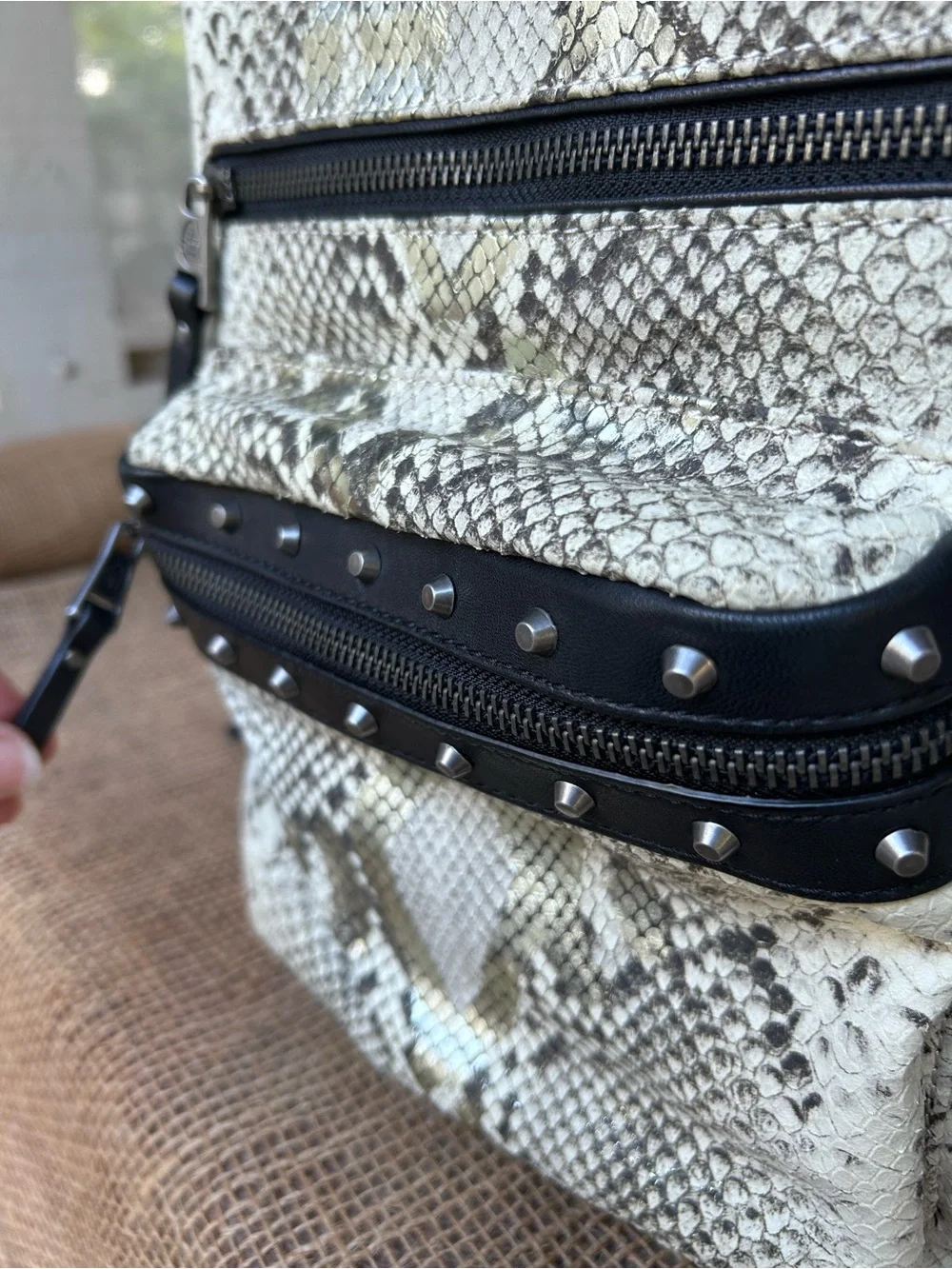 Ash leather backpack